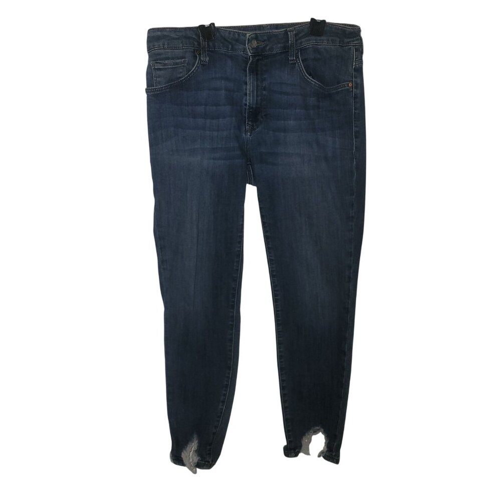 Mavi Jeans Co. Womens Medium Wash Distressed Hem Skinny Jeans‎ With Frayed Ankle